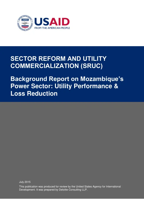 Background Report on Mozambique’s Power Sector: Utility Performance & Loss Reduction