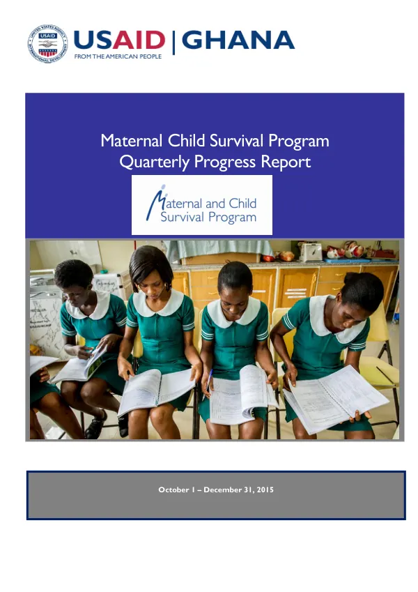 Maternal Child Survival Program FY 2016 Q1 PROGRESS REPORT (01 OCTOBER – 30 DECEMBER 2015)