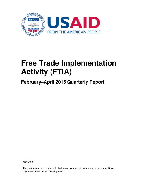 Free Trade Implementation Activity (FTIA) February–April 2015 Quarterly Report