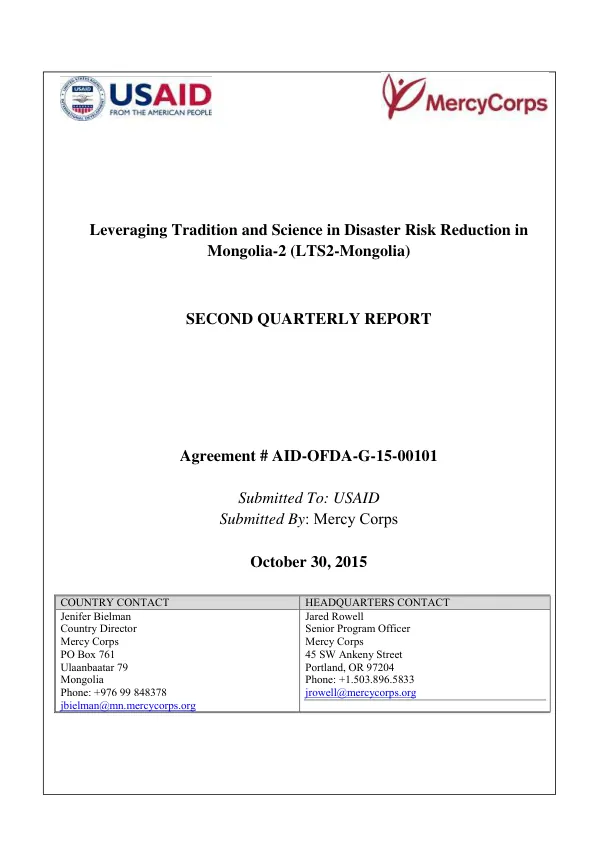 Leveraging Tradition and Science in Disaster Risk Reduction in Mongolia-2 (LTS2-Mongolia)