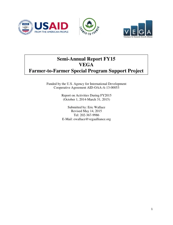 Semi-Annual Report FY15: Farmer-to-Farmer Special Program Support Project