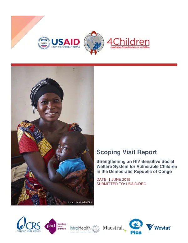 Scoping Visit Report: Strengthening an HIV Sensitive Social Welfare System for Vulnerable Children in the Democratic Republic of Congo