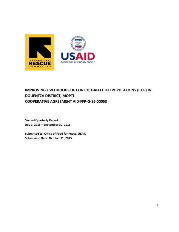 Improving Livelihoods of Conflict-Affected Populations (ILCP) in Douentza District, Mopti