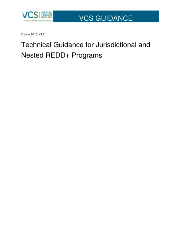 Technical Guidance for Jurisdictional and Nested REDD+ Programs