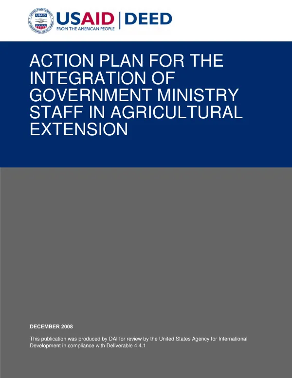 Action plan for the integration of government ministry staff in agricultural extension