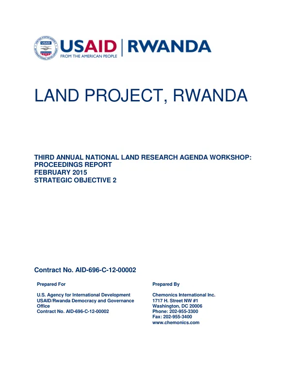 Third Annual National Land Research Agenda Workshop: Proceedings Report