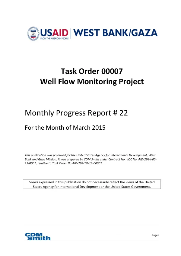 Monthly Progress Report No. 22: Well Flow Monitoring Project