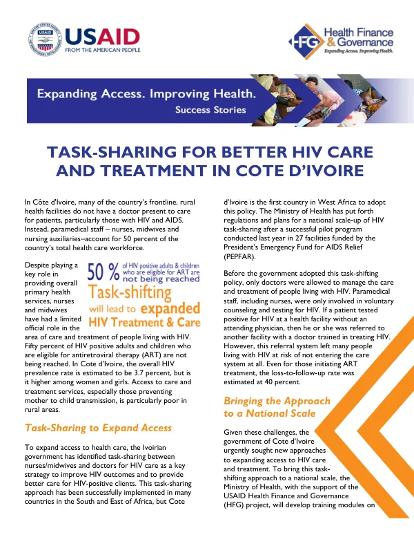 Task-Sharing for Better HIV Care and Treatment in Cote d'Ivoire