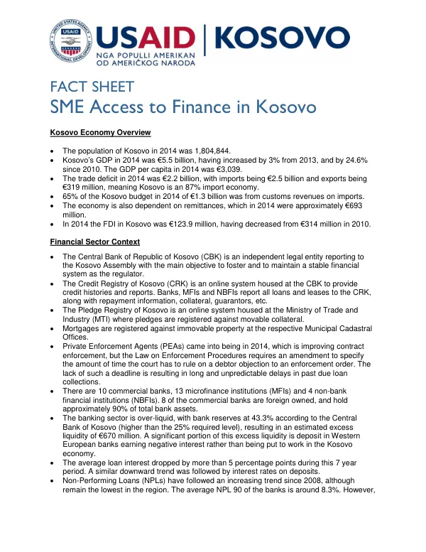 SME Access to Finance in Kosovo