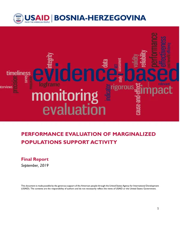 Performance evaluation of marginalized populations support activity : final report