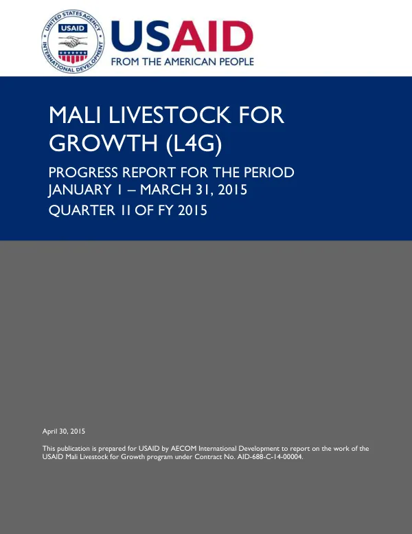 Mali Livestock for Growth FY15 Quarter I1 Progress Report