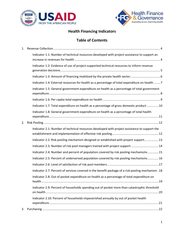 Health Financing Indicators
