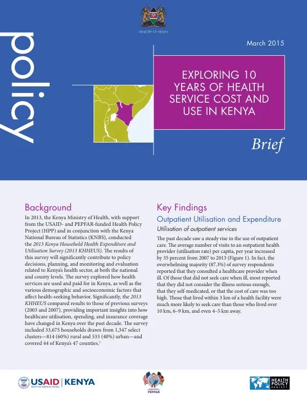 Exploring 10 Years of Health Service Cost and Use in Kenya