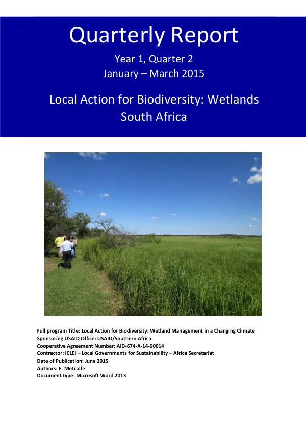 Local Action for Biodiversity: Wetland Management in a Changing Climate