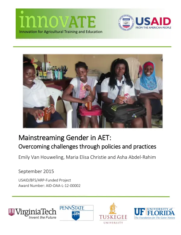 Innovation for Agricultural Training and Education: Mainstreaming Gender in AET