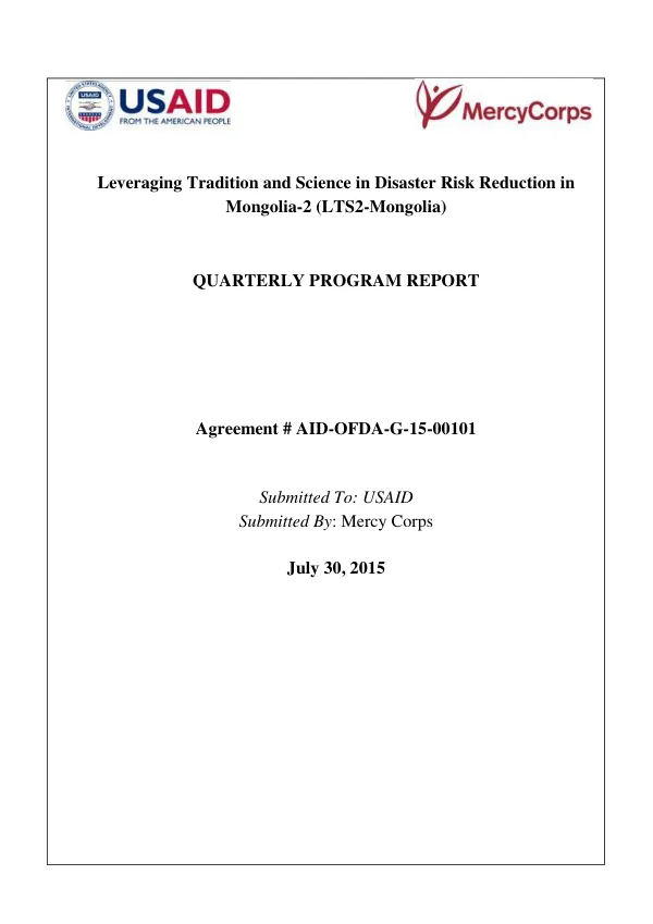 Leveraging Tradition and Science in Disaster Risk Reduction in Mongolia-2 (LTS2-Mongolia)