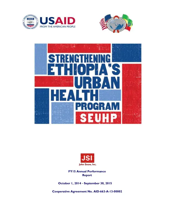 FY15 Annual Performance Report: Strengthening Ethiopia’s Urban Health Program