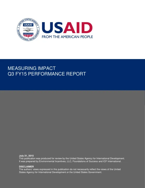 Measuring Impact: Q3 FY15 Performance Report