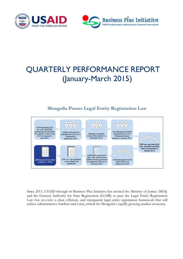 Quarterly Performance Report (January-March 2015)