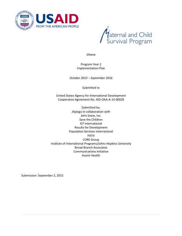 Ghana Program Year 2 Implementation Plan