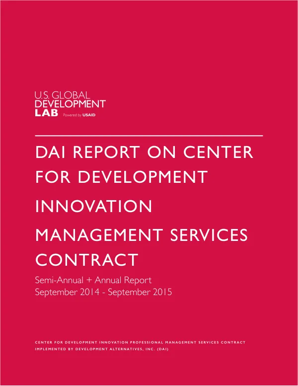 DAI Report on Center for Development Innovation Management Services Contract