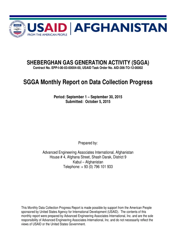 SGGA Monthly Report on Data Collection Progress