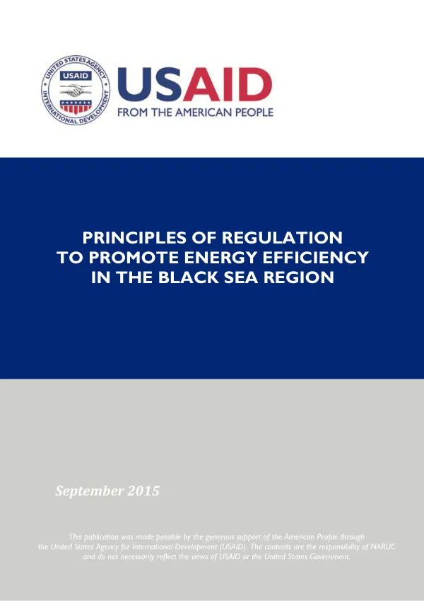 Principles of Regulation to Promote Energy Efficiency in the Black Sea Region