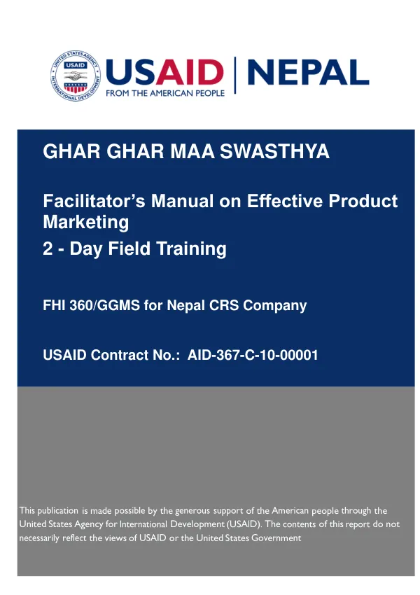 Facilitator’s Manual on Effective Product Marketing