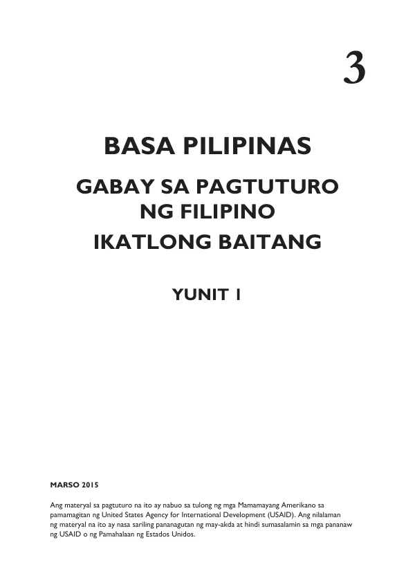 Gabay sa Pagtuturo ng Filipino: Ikatlong Baitang