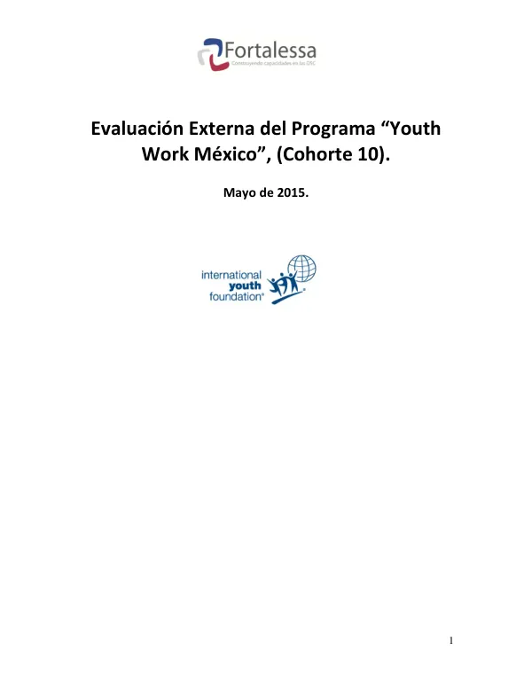 Evaluación Externa del Programa “Youth Work México”, (Cohorte 10)