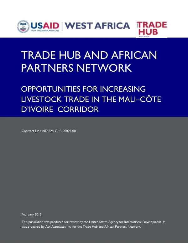 Opportunities for Increasing Livestock Trade in the Mali–Côte d’Ivoire Corridor