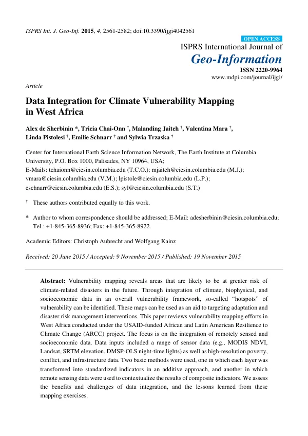 Data Integration for Climate Vulnerability Mapping in West Africa