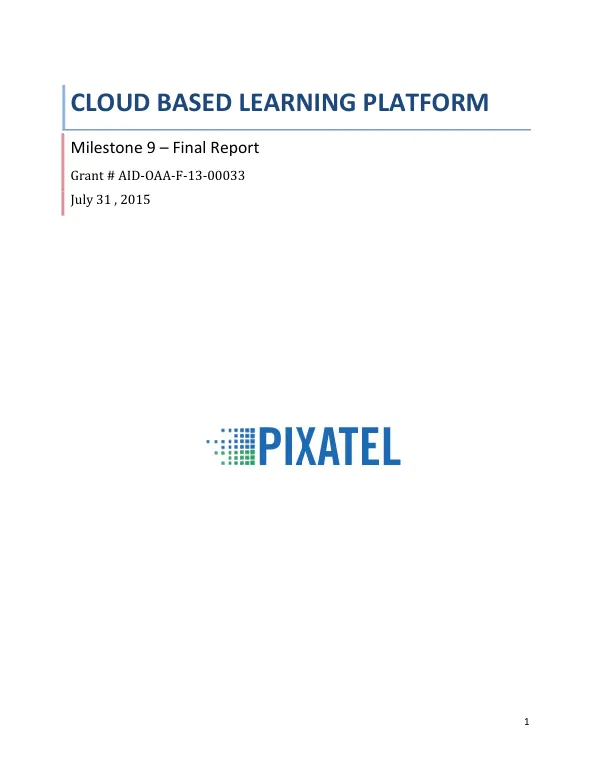 Final Report: CLOUD BASED LEARNING PLATFORM Milestone 9