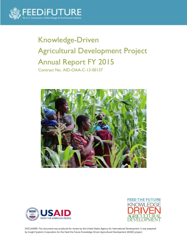 Feed the Future Knowledge-Driven Agricultural Development (KDAD) Annual Report FY 2015