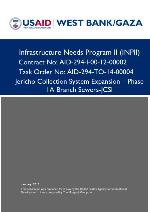 Construction Monthly Progress Report 03 – January, 2015: Jericho Collection System Expansion – Phase 1A Branch Sewers-JCSI