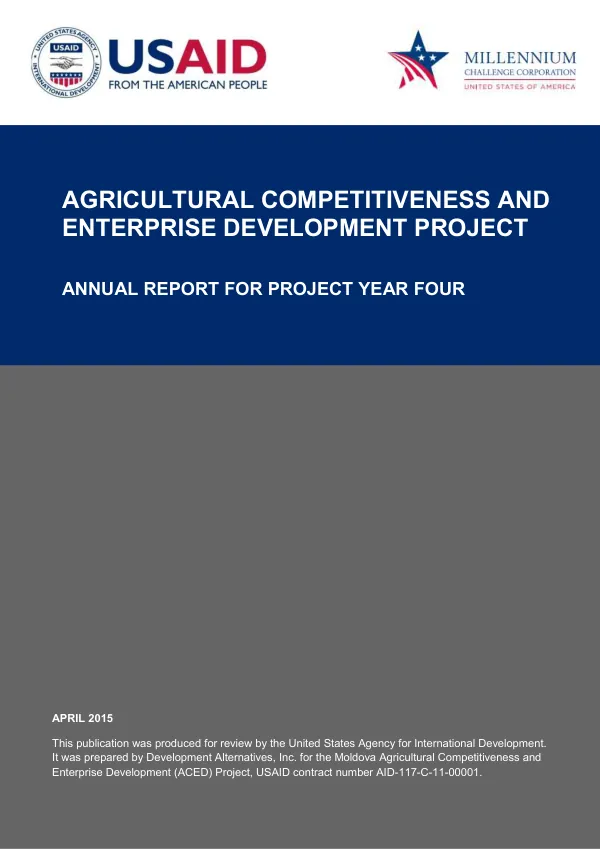 Agricultural Competitiveness and Enterprise Development Project Annual Report for Project Year Four