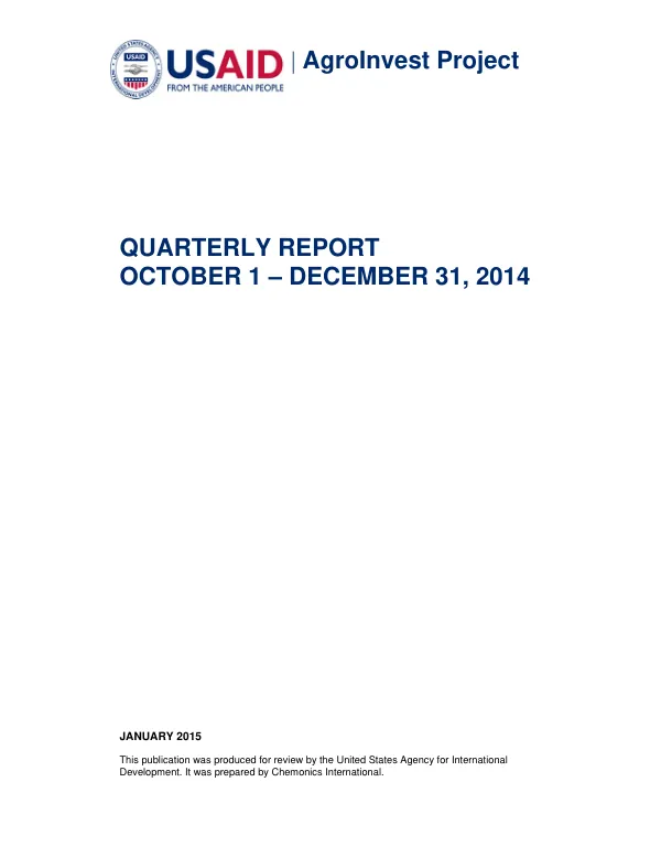 AgroInvest Quarterly Report October-December 2014