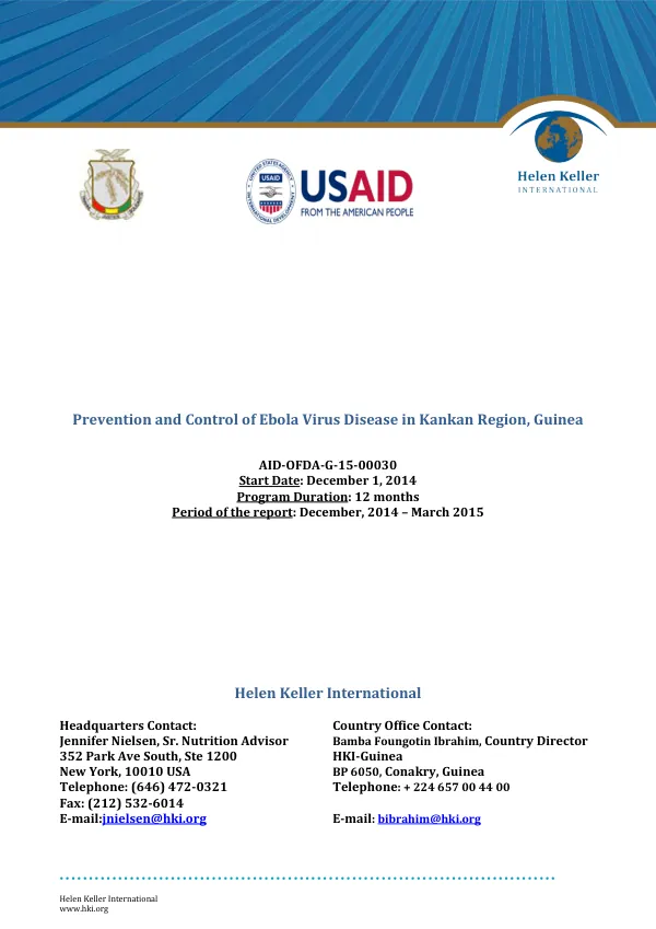 Prevention and Control of Ebola Virus Disease in Kankan Region, Guinea