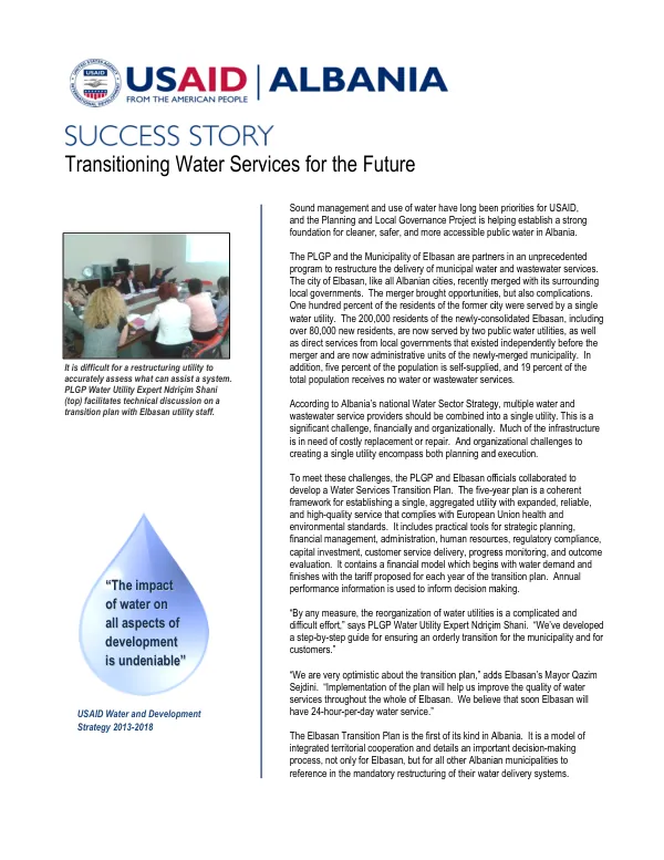 Success Story: Elbasan Transition Plan