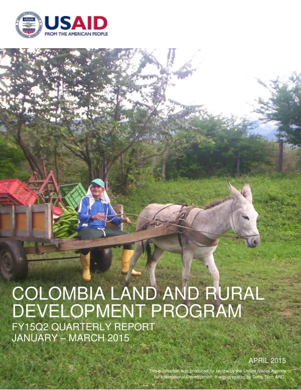 Land and Rural Development Program: FY15Q2 Quarterly Report (Jan. 2015–Mar. 2015)