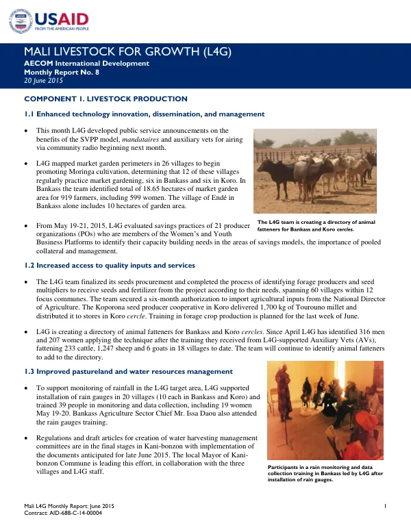 Mali L4G Monthly Report: June 2015