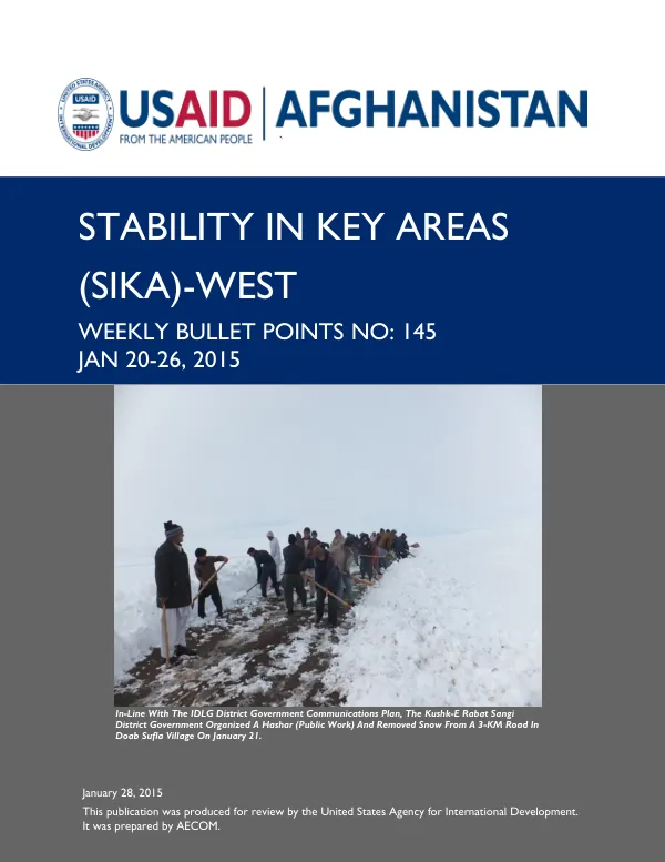 SIKA-West Weekly Bullet Points No. 145: Jan 20-26, 2015