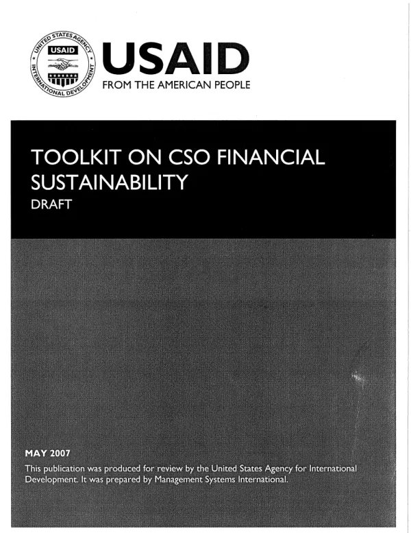 Toolkit on CSO financial sustainability : draft
