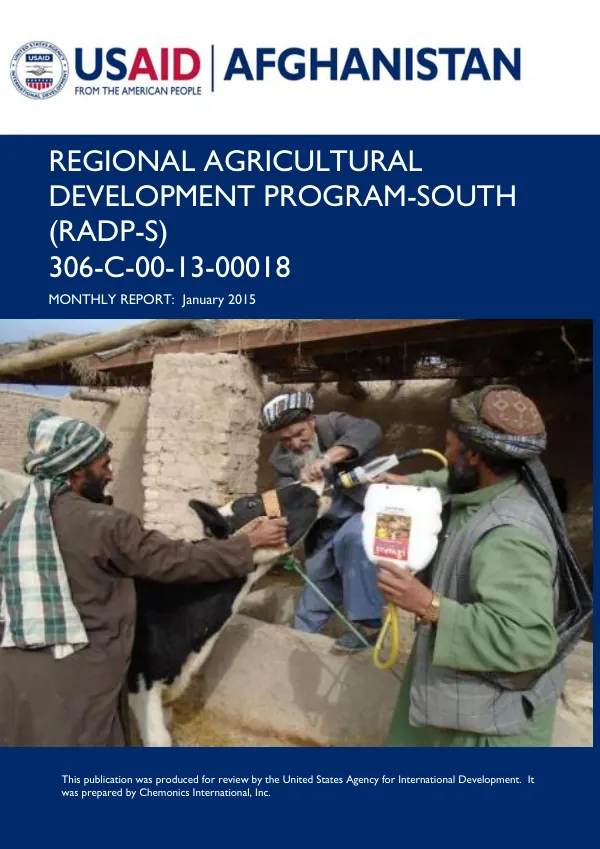 Regional Agricultural Development Program-South January 2015 Monthly Report
