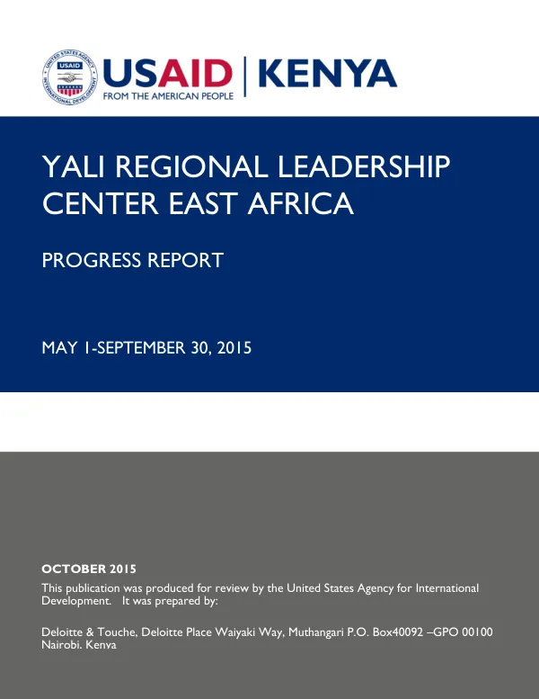 YALI Regional Leadership Center East Africa Progress Report for May 1-Sept 30, 2015