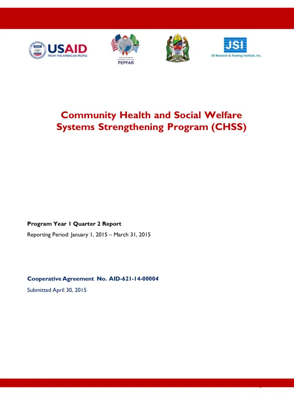 Community Health and Social Welfare Systems Strengthening (CHSS): Q2 Report