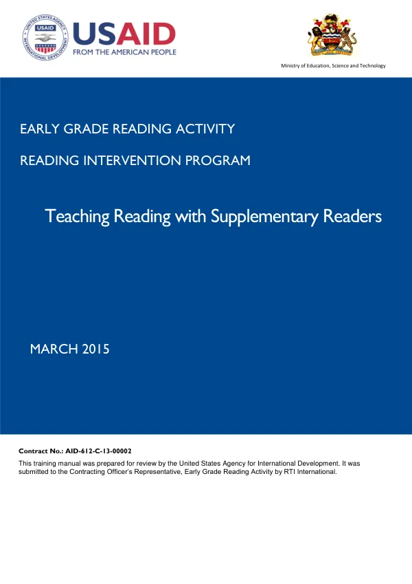 Early Grade Reading Activity Teaching with Supplementary Readers Standards 1, 2 and 3 Module 3
