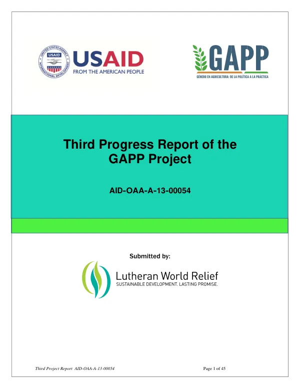 Third Project Report: Gender in Agriculture: From Policy to Practice in Honduras