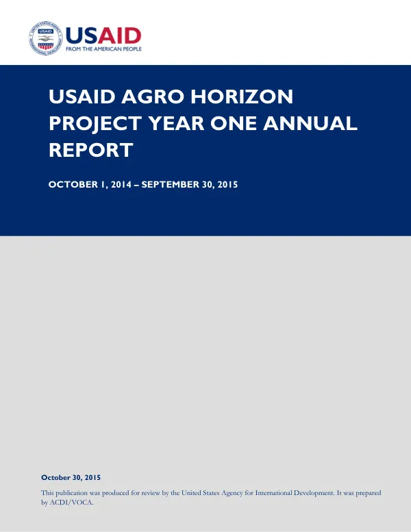 USAID AGRO HORIZON YEAR 1 ANNUAL REPORT