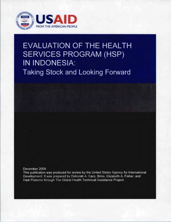 Evaluation of the health services program (HSP) in Indonesia : taking stock and looking forward